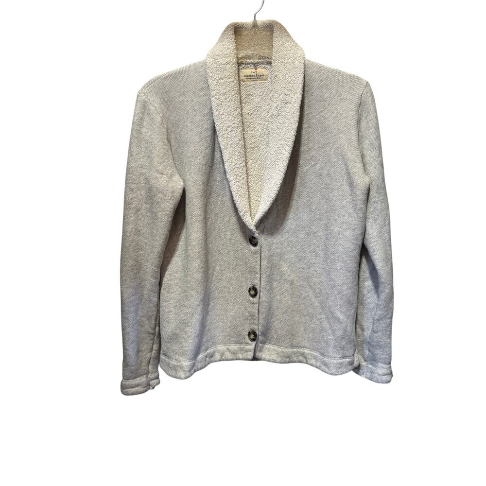 Marine Layer French Terry Button Front Collared Cardigan Size M